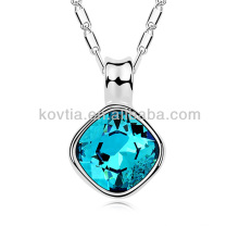 Collier pendentif en forme de charme Collier bijoux en cristal bleu Collier platine en caoutchouc